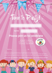 Seacliff Kindergym - party invites - girls
